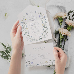 Monograma de casamento rústico boho em azul poeire