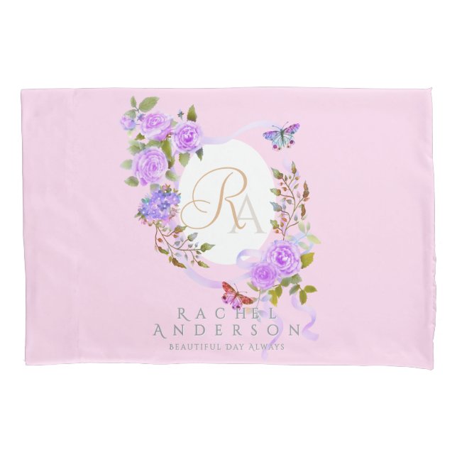 Monograma de fita Rosa púrpura, cor-de-rosa (Frente)