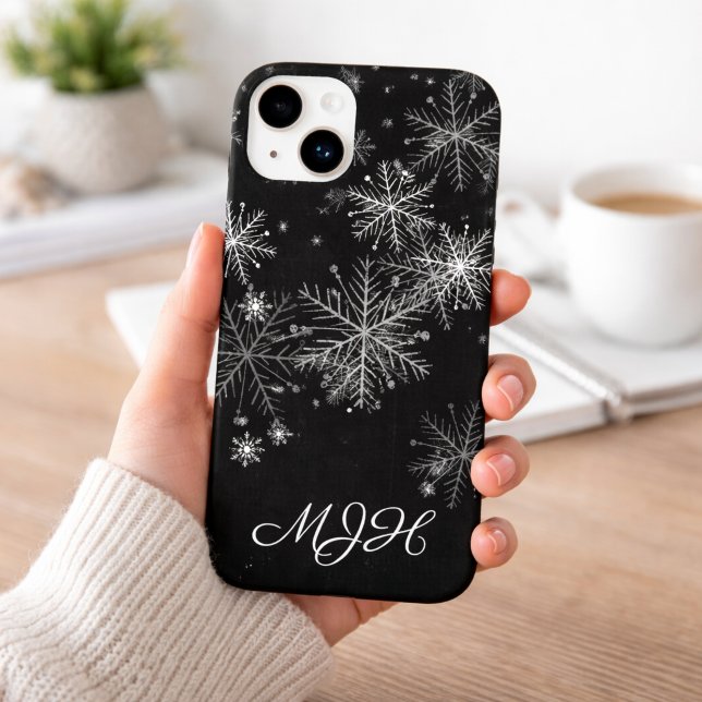 Monograma de Floco de Neve Preto e Branco  (Criador carregado)