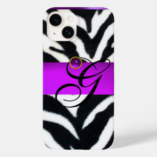 MONOGRAMA DE GEM DE VIOLETA BRANCA DE ZEBRA BRANCA