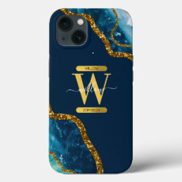 Monograma de Geodo Azul e Dourado