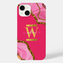 Monograma de Geodo de Agate Rosa e Dourado