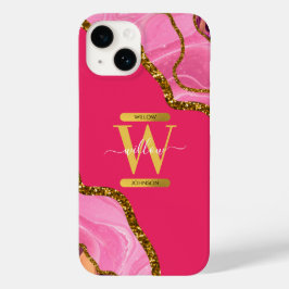 Monograma de Geodo de Agate Rosa e Dourado