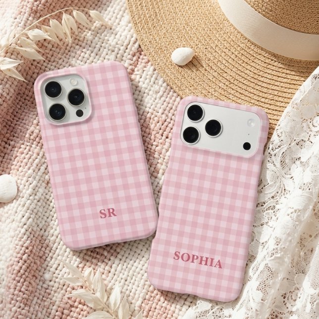 Monograma de Ginga Rosa Coquete para Damas de Honr (back to school case gift, bridal party gift, maid of honor case gift, mothers day case gift)