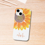 Monograma de girassol<br><div class="desc">Esta capas de iphone floral é decorada com um girassol de cor amarela e monograma na tipografia do na moda. Facilmente personalizável. Original Watercolor © Michele Davies.</div>