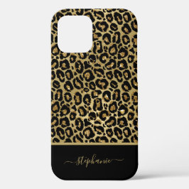 Monograma de Impressão de Animais Leopard Dourado 