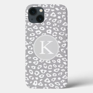 Monograma de Impressão Leopardo Branco e cinza