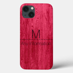 Monograma de madeira vermelho da textura da grão