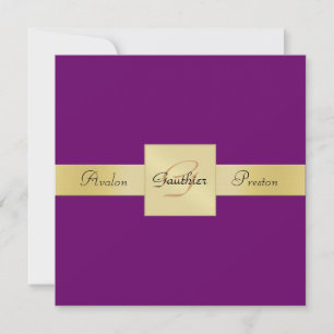 Monograma de Metal Dourado Roxo de Plum Convite Fo