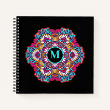 Monograma de multicores elegante Mandala florescen