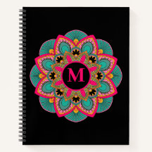 Monograma de multicores elegante Mandala florescen