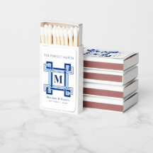 Monograma de Noiva com Chave Grega Azul Mediterrân
