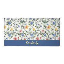 Monograma de Nome de Flor Silvestre Aquarela Azul 