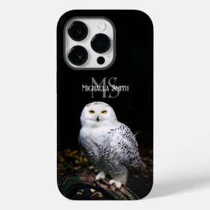 Monograma de nome personalizado de coruja nevada m