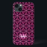 Monograma de Nome Personalizado de Padrão Rosa e P<br><div class="desc">produtos personalizáveis exclusivos: sem capas de smartphone de fusível. Estas capas de telefone legal são feitas com o design geométrico dos têxteis do Webgrl, numa série de cores. . Personalize com seu nome, iniciais, monograma, logotipo ou mensagem personalizada ... com monograma personalizável e área de nome para um caso único...</div>