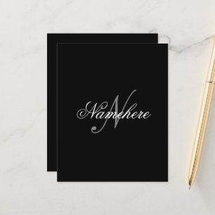 Monograma de Nome Preto e Branco Personalizado Úni