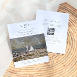 Monograma de Orçamento Tudo em Um Casamento de Fot<br><div class="desc">Monogramas inicializa tudo em um único convite de casamento de fotos com código QR, uma combinação perfeita de elegância e simplicidade. A frente deste cartão de orçamento mostra uma foto personalizada do noivado. No topo da placa, você encontrará as iniciais do monograma do casal, lindamente entrelaçadas com uma elegante e...</div>