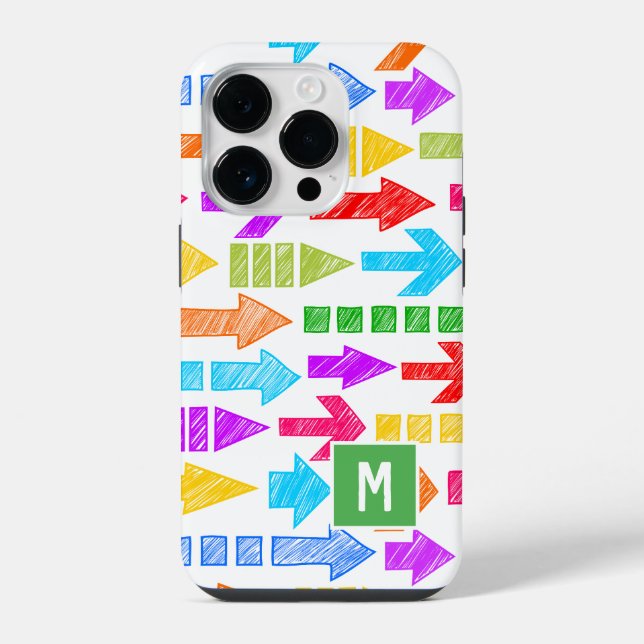 Monograma de Padrão Geométrico de Seta Multicolor  (Verso)