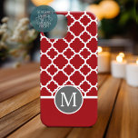 Monograma de Padrão Geométrico Vermelho e Cinza<br><div class="desc">Um design ousado e colorido com monogramas e padrões gráficos. Adicione seu nome ou nome inicial.</div>