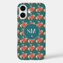 Monograma de Personalização Floral Rosa Boho