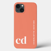 Monograma de Pêssego Coral Minimalista