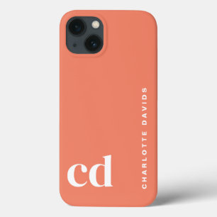 Monograma de Pêssego Coral Minimalista