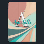 Monograma de Pêssego Moderno de abstrato Retro<br><div class="desc">Este caso moderno de capa de ipad de abstrato é atraente para os olhos e faz uma declaração com o seu aspecto retrorativo de turfeiras,  lacas,  aqua e ferrugem de argila. Adicione um nome e inicial para personalizá-lo. Criado pela imprensa simplesmente de farmácia.</div>