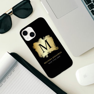 Monograma de pincel Dourado Na moda preto profissi