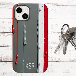 Monograma de pintura abstrato Vermelha e Cinza