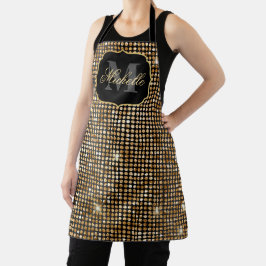 Monograma de Pontos Glamour Glitter Preto e Dourad