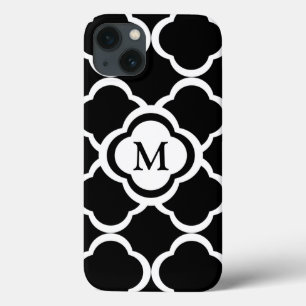 Monograma de Quatrefoil Preto e Branco