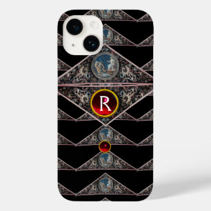 MONOGRAMA DE RENAISSÂNCIA, PEDAÇOS DE RUBAS VERMEL