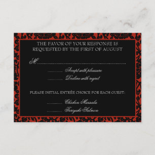 Monograma de RSVP de RSVP de Damasco Vermelho e Pr