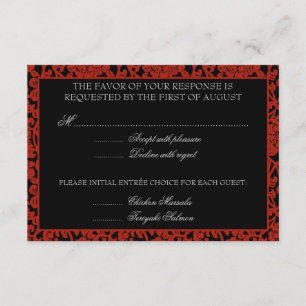 Monograma de RSVP de RSVP de Damasco Vermelho e Pr