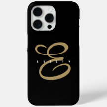 Monograma de Script Dourado e Preto Chic