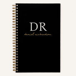 Monograma de Script Inicial Moderno Preto e Dourad