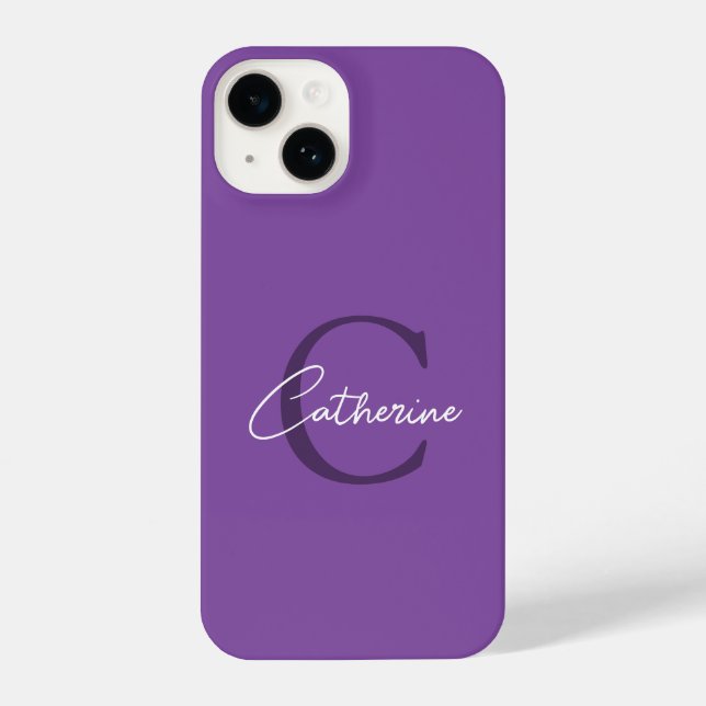 Monograma de Script Roxo Mínimo Elegante (Verso)