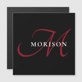 Monograma de Script Vermelho Preto Moderno Elegant