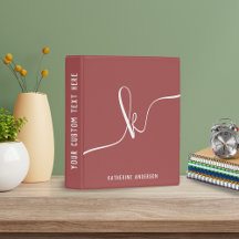 Monograma de Script Vermelho Rosa Mínimo Elegante