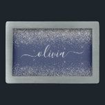 Monograma de Sparkle Azul Girly Marinho de Prata<br><div class="desc">Frasco do Monograma do Nome do Script de Letra Glitter Glitter marinho Azul e Silver Sparkle. Isso faz a formatura perfeita, doce 16 16, 18, 21rua, 40, 50, 60, 70, 80, 90, 100 anos, casamento, chá de panela, aniversário, chá de fraldas ou presente de festa de solteira para alguém que...</div>