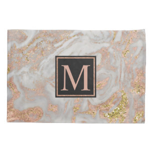 Monograma de Swirl de Mármore Dourado com Faux mod