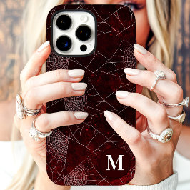 Monograma de Teia de Aranha Vermelho Escuro