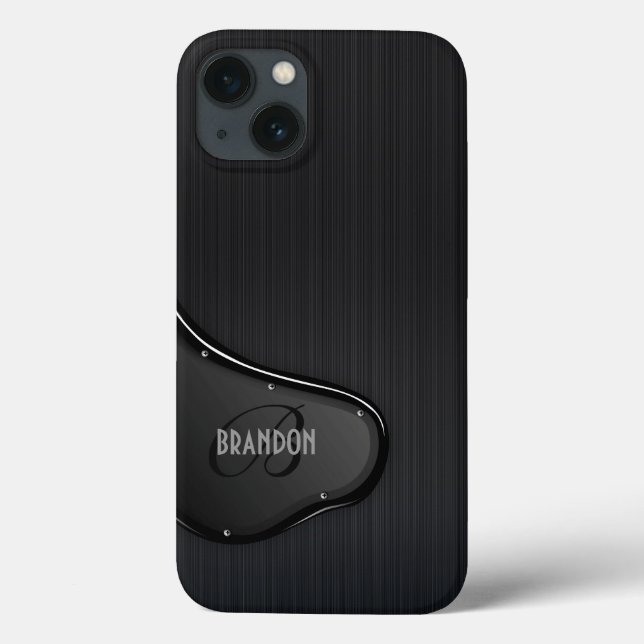 Monograma de Textura Metálica Preta em Lixo (Verso)