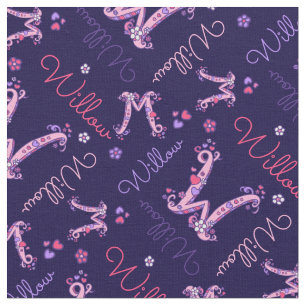 Monograma de W e tecido conhecido personalizado do