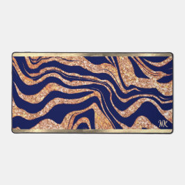 Monograma De Zebra marinho Azul E Rosa Dourada Com