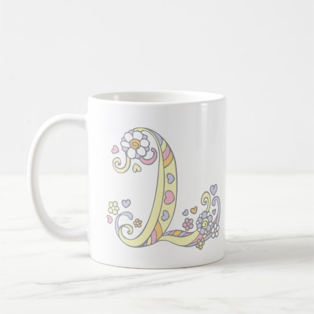 Monograma decorativo L corações e caneca das (Esquerda)