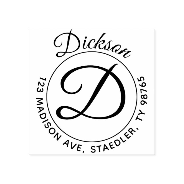 Monograma do Carimbo do Endereço Redondo do Sobren (Impressão)