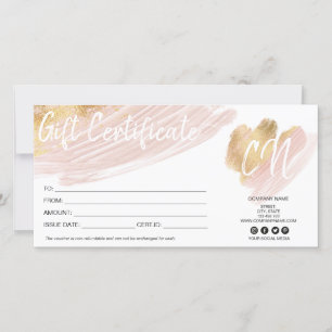 monograma do cartão-presente cor-de-rosa-pincel e