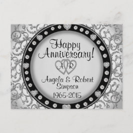 Monograma do Coração de Prata | Convite de anivers