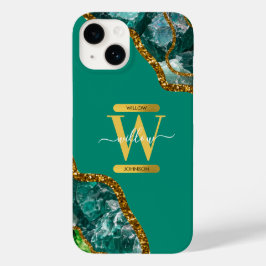 Monograma do Emerald Green & Dourado Agate Geode